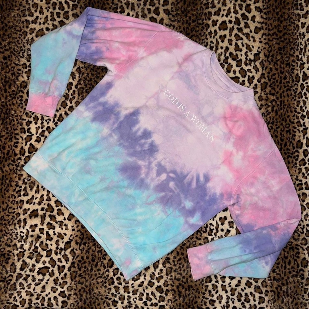 ariana grande god is a women tie dye sweatshirt